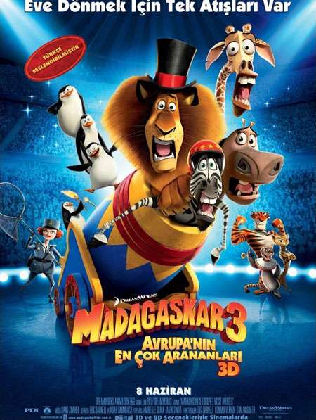 Madagaskar 3 Avrupa'nın En Çok Arananları Türkçe Dublaj Mp4